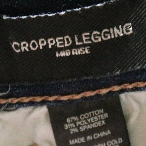 Women's Express Jeans Mid Rise Cropped Legging Dark Wash Size 6 Distressed - Picture 5 of 5
